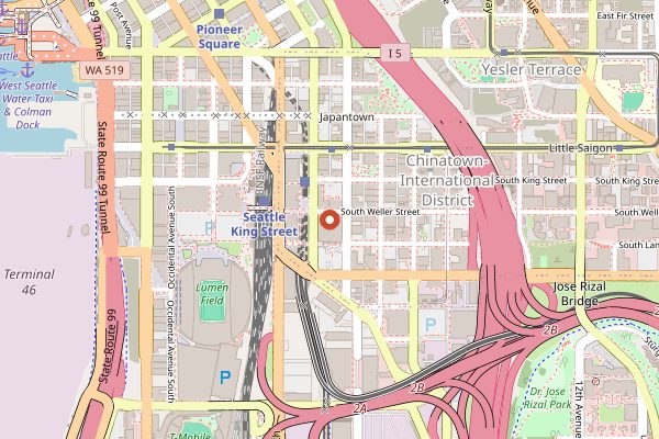 Map showing Uwajimaya in Seattle