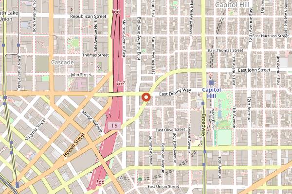 Map showing Hillside Bar in Seattle