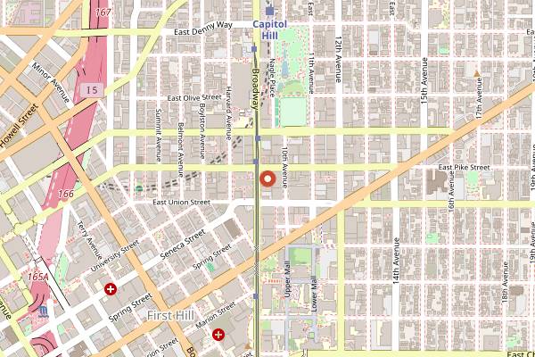 Map showing Q Nightclub in Seattle
