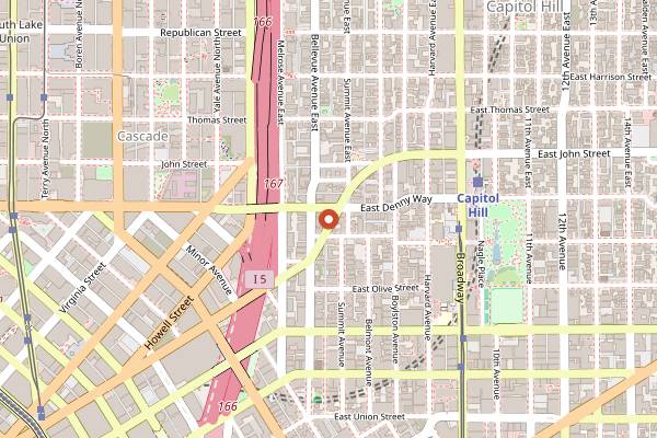 Map showing Revolver Bar in Seattle