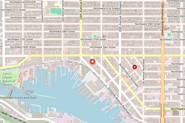 Map showing The Sunset Tavern in Seattle