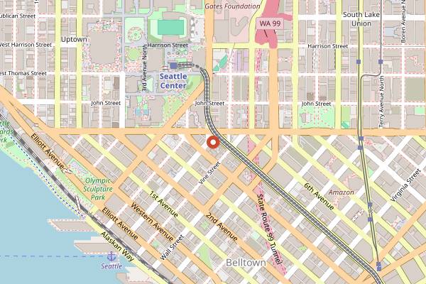 Map showing The 5 Point Cafe in Seattle