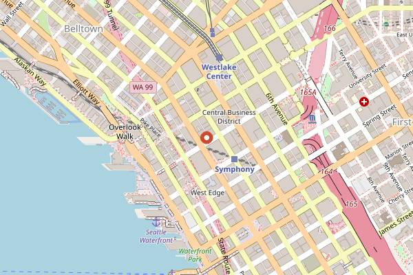 Map showing The Triple Door in Seattle