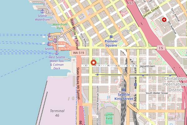 Map showing Trinity Nightclub in Seattle
