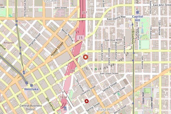 Map showing Taylor Shellfish Oyster Bar Melrose in Seattle
