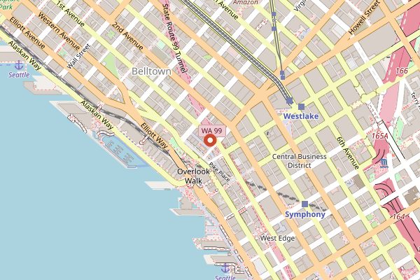 Map showing Biscuit Bitch Pike Place in Seattle