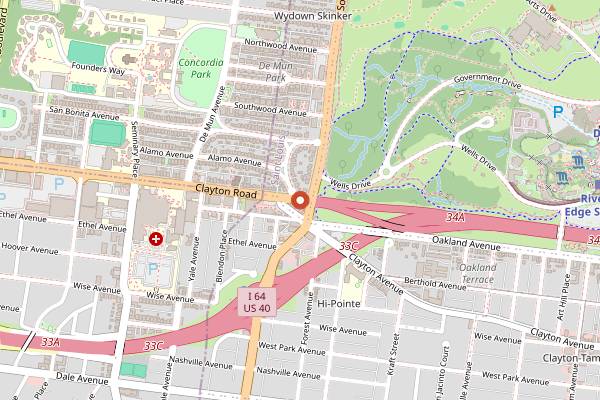 Map showing Gooey Louie in St. Louis