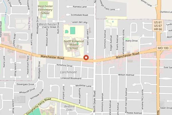 Map showing Nathaniel Reid Bakery in St. Louis