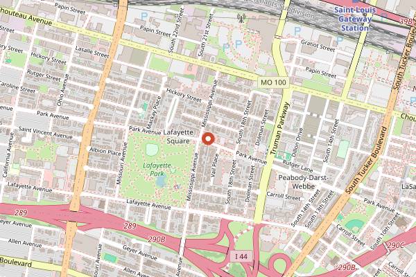 Map showing Park Avenue Coffee in St. Louis