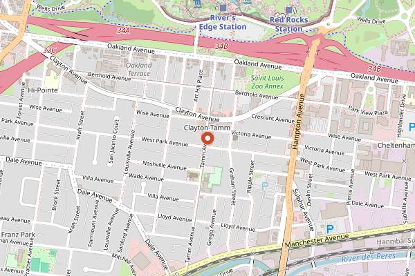 Map showing Sugaree Baking Company in St. Louis