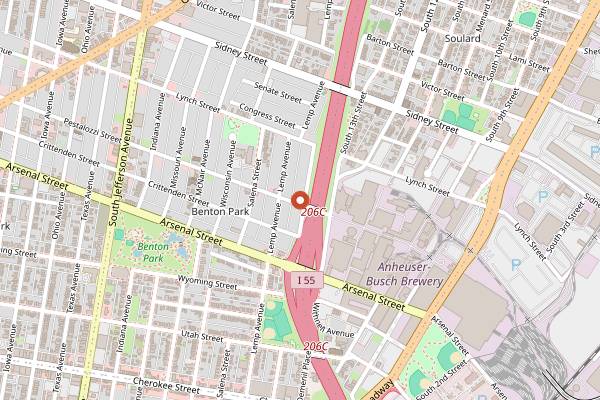 Map showing Frazer's Lounge in St. Louis