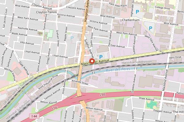 Map showing Nick's Pub in St. Louis