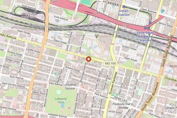 Map showing Planter's House in St. Louis