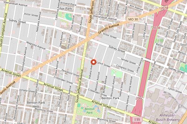 Map showing Small Change in St. Louis