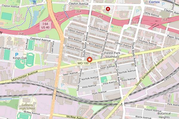 Map showing Urban Chestnut Grove Bierhall in St. Louis