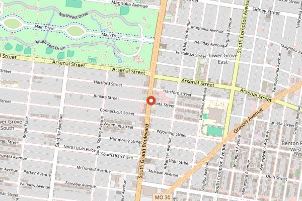 Map showing Rooster (South Grand) in St. Louis