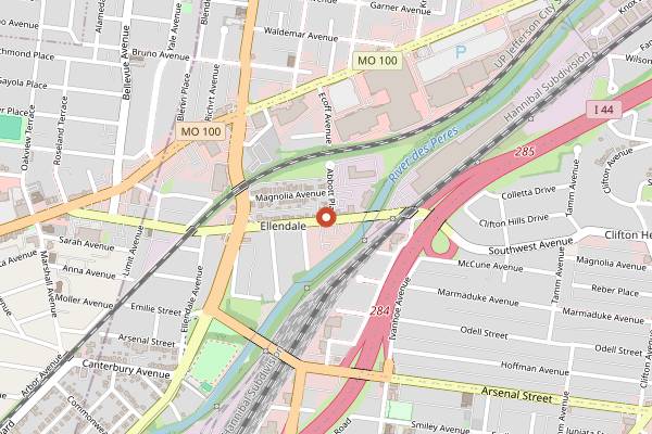 Map showing Southwest Diner in St. Louis