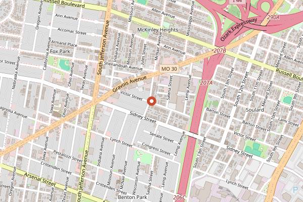 Map showing Blues City Deli in St. Louis