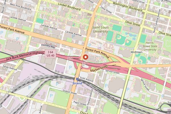 Map showing Snarf's Sandwiches in St. Louis
