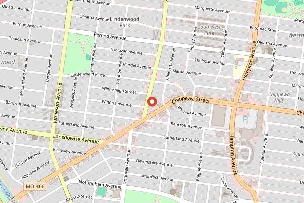 Map showing Blueprint Coffee (Watson) in St. Louis