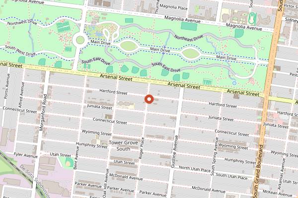 Map showing Hartford Coffee Company in St. Louis