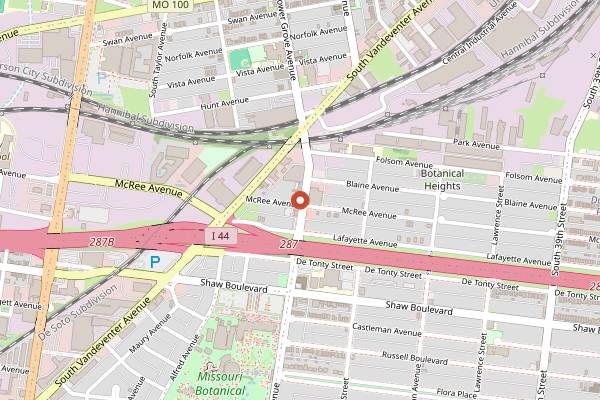Map showing Union Loafers Cafe and Bread Bakery in St. Louis