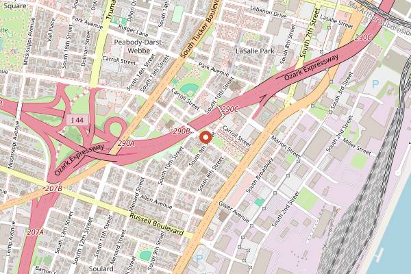 Map showing Bogart's Smokehouse in St. Louis