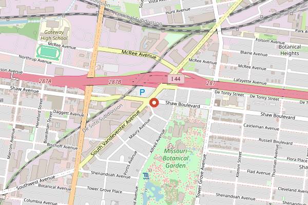 Map showing Comet Coffee in St. Louis