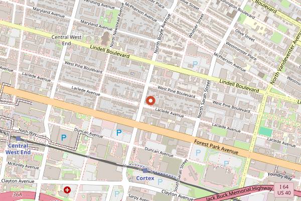 Map showing Northwest Coffee Roasting Company in St. Louis