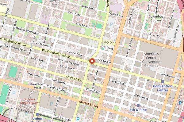 Map showing Medina Mediterranean Grill in St. Louis