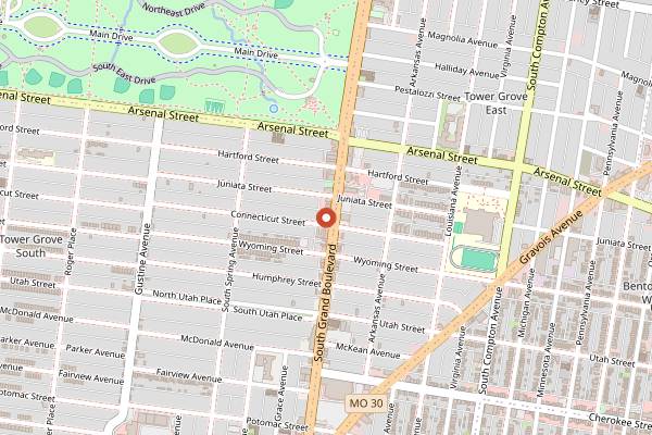 Map showing The Vine in St. Louis