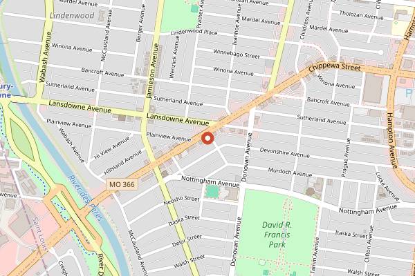 Map showing Brew in the Lou in St. Louis