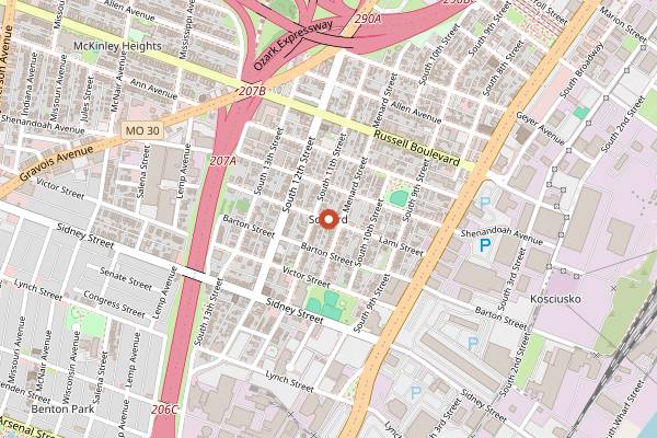 Map showing Taste of Soulard in St. Louis