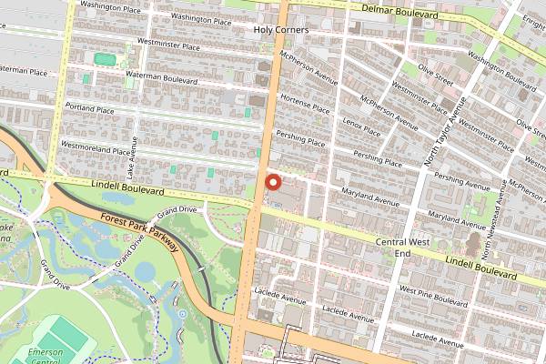 Map showing The Tenderloin Room in St. Louis