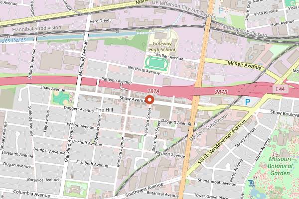 Map showing Adriana's On The Hill in St. Louis