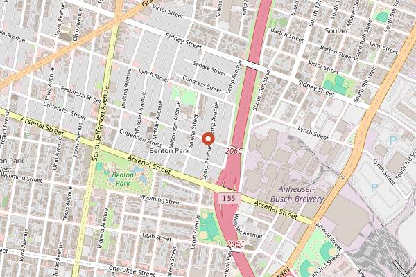 Map showing Venice Cafe in St. Louis