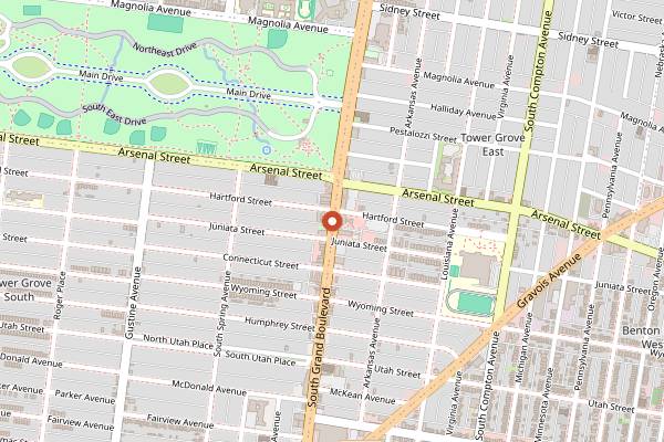Map showing Steve's Hot Dogs in St. Louis