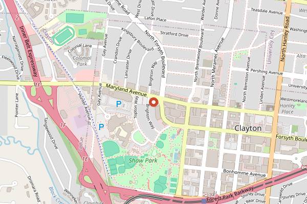 Map showing Clayton Farmers Market in St. Louis