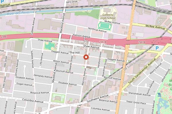 Map showing DiGregorio's Italian Market in St. Louis