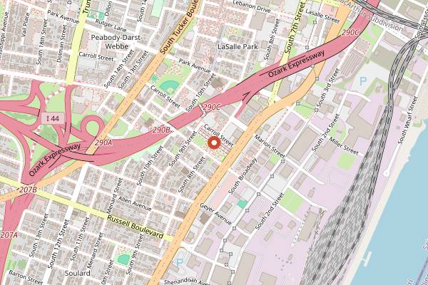 Map showing Soulard Farmers Market in St. Louis