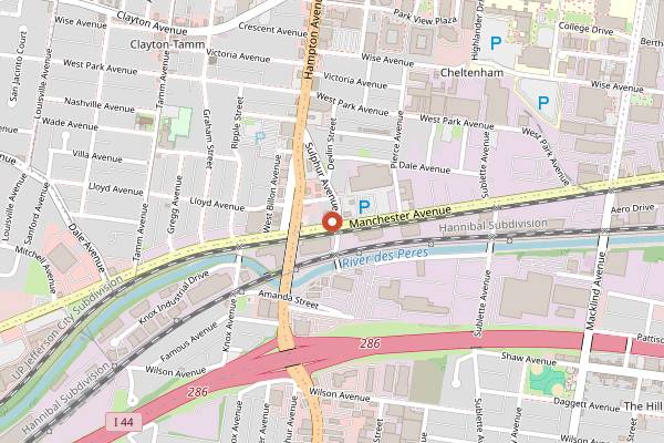 Map showing Nick's Pub in St. Louis