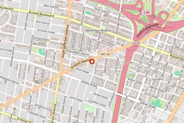 Map showing Hodak's Restaurant & Bar in St. Louis