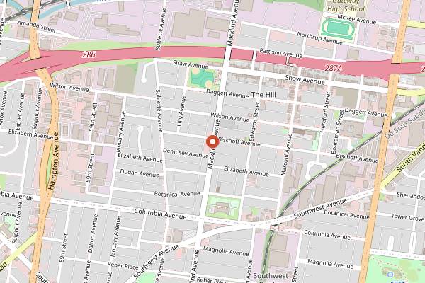 Map showing STL Toasted in St. Louis