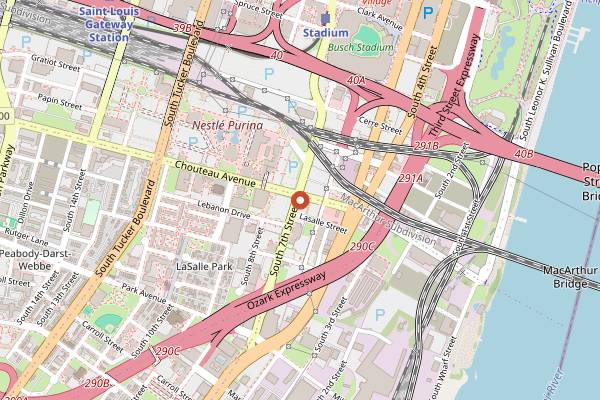 Map showing Fleur STL in St. Louis