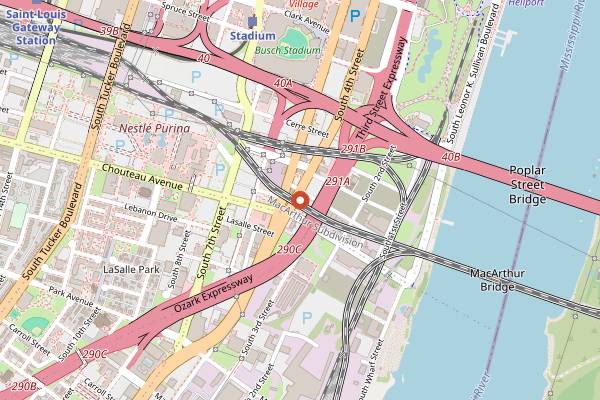 Map showing Imo's Pizza in St. Louis