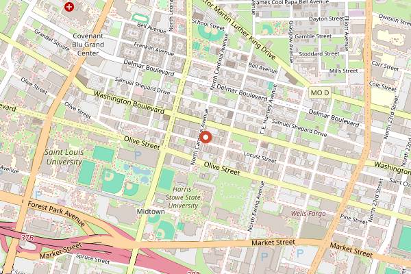 Map showing The Fountain on Locust in St. Louis