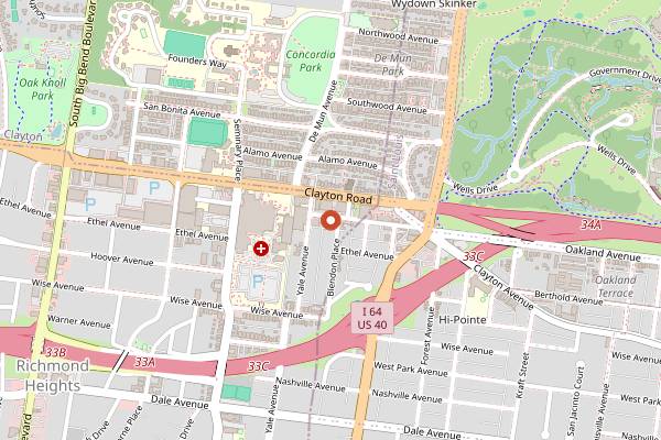 Map showing Parker's Table in St. Louis