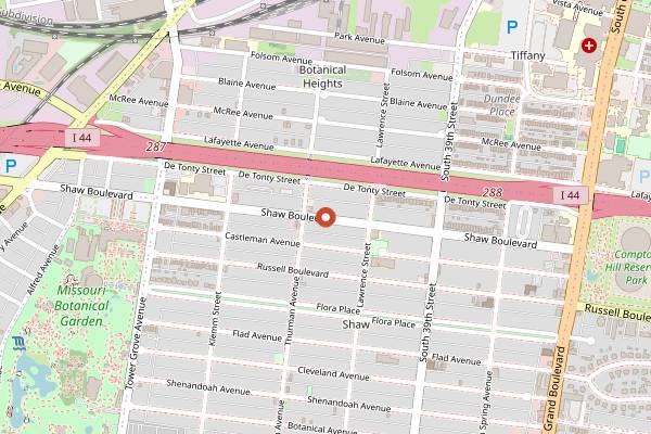 Map showing Sasha's on Shaw in St. Louis