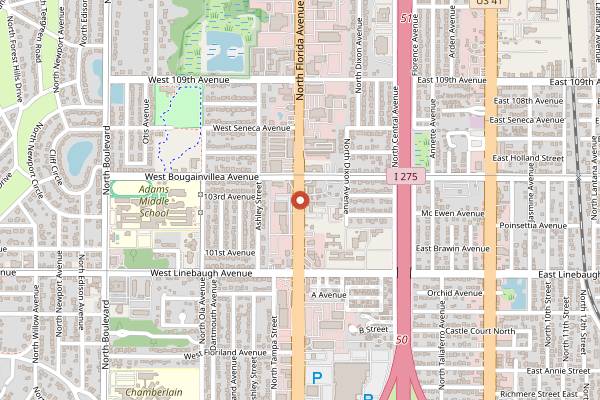 Map showing Nicola's Donut Shop in Tampa