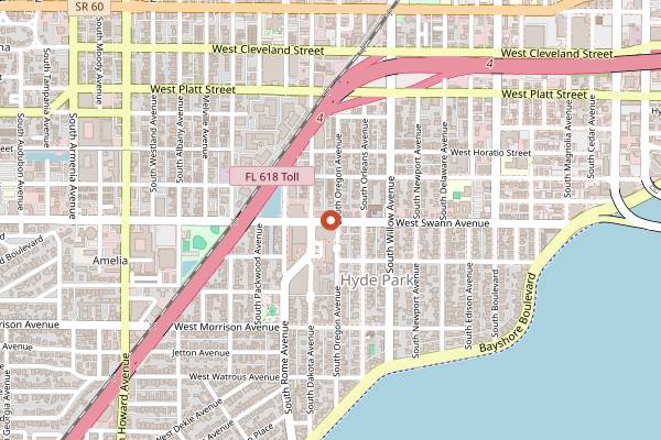 Map showing The Salty Donut Hyde Park in Tampa